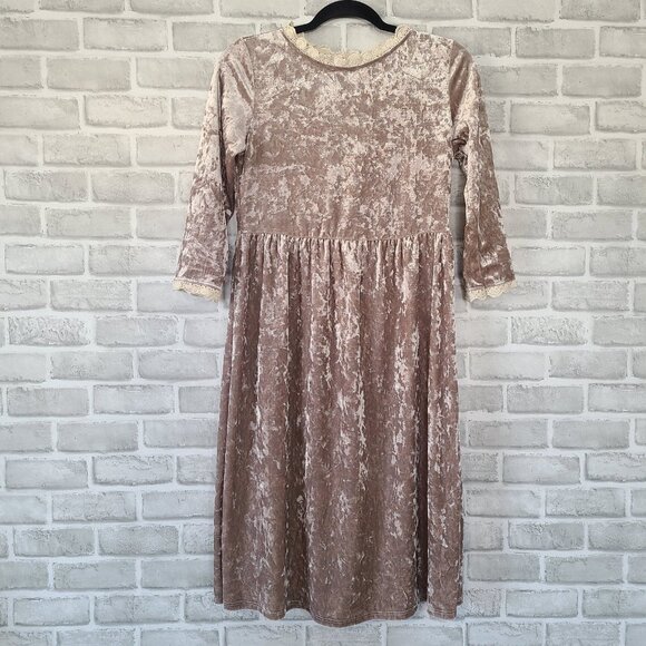 Flamingo Urban Crushed Velvet Dress Dusty Pink Small Romantic Fairycore - Picture 1 of 10